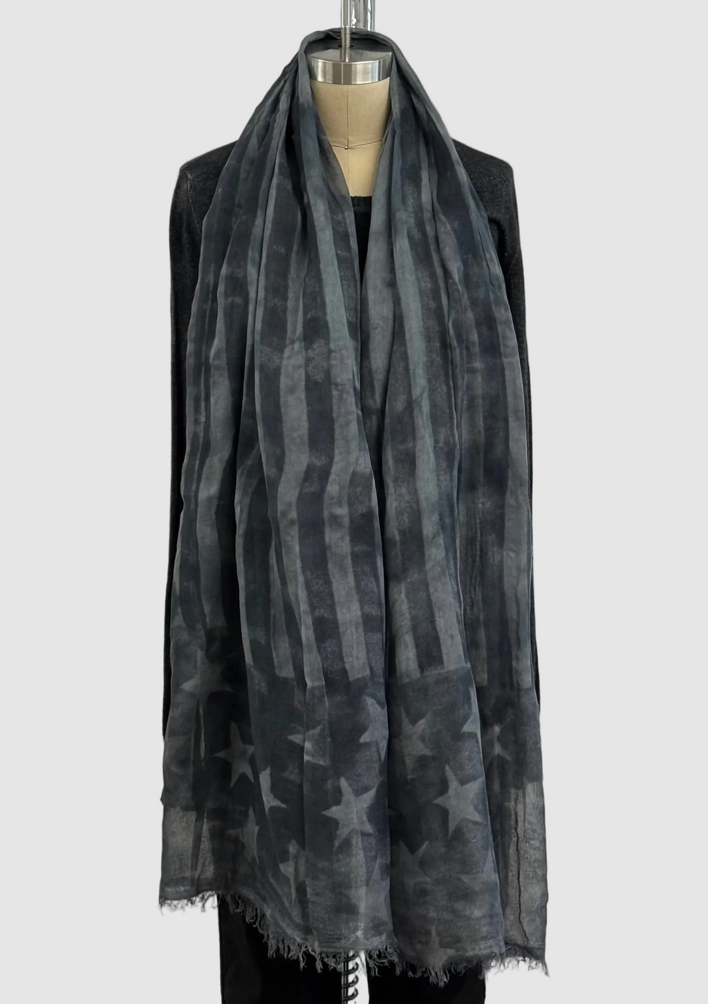 Annie Turbin Gray Stars & Stripes Modal Scarf