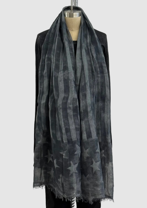 Annie Turbin Gray Stars & Stripes Modal Scarf