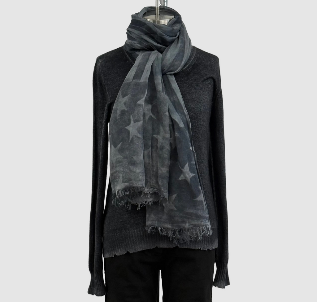 Annie Turbin Gray Stars & Stripes Modal Scarf