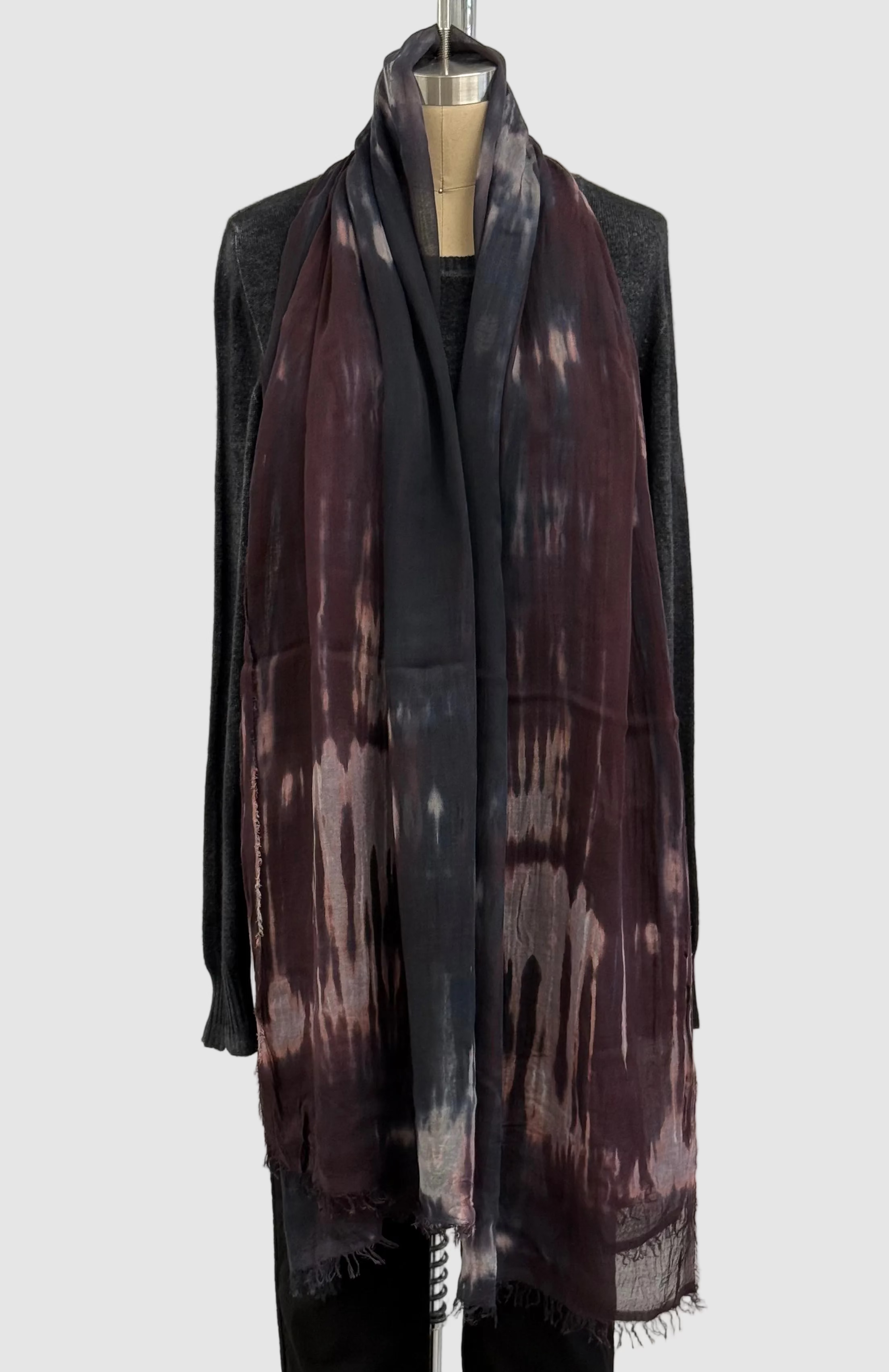 Annie Turbin Black Burgundy Horizon Modal Scarf