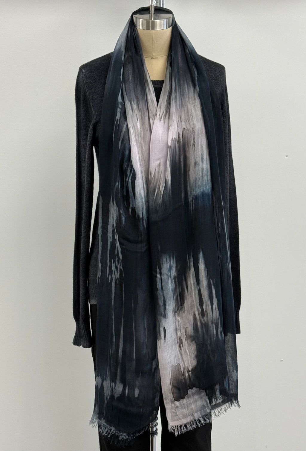 Annie Turbin Pink Black Horizon Modal Scarf