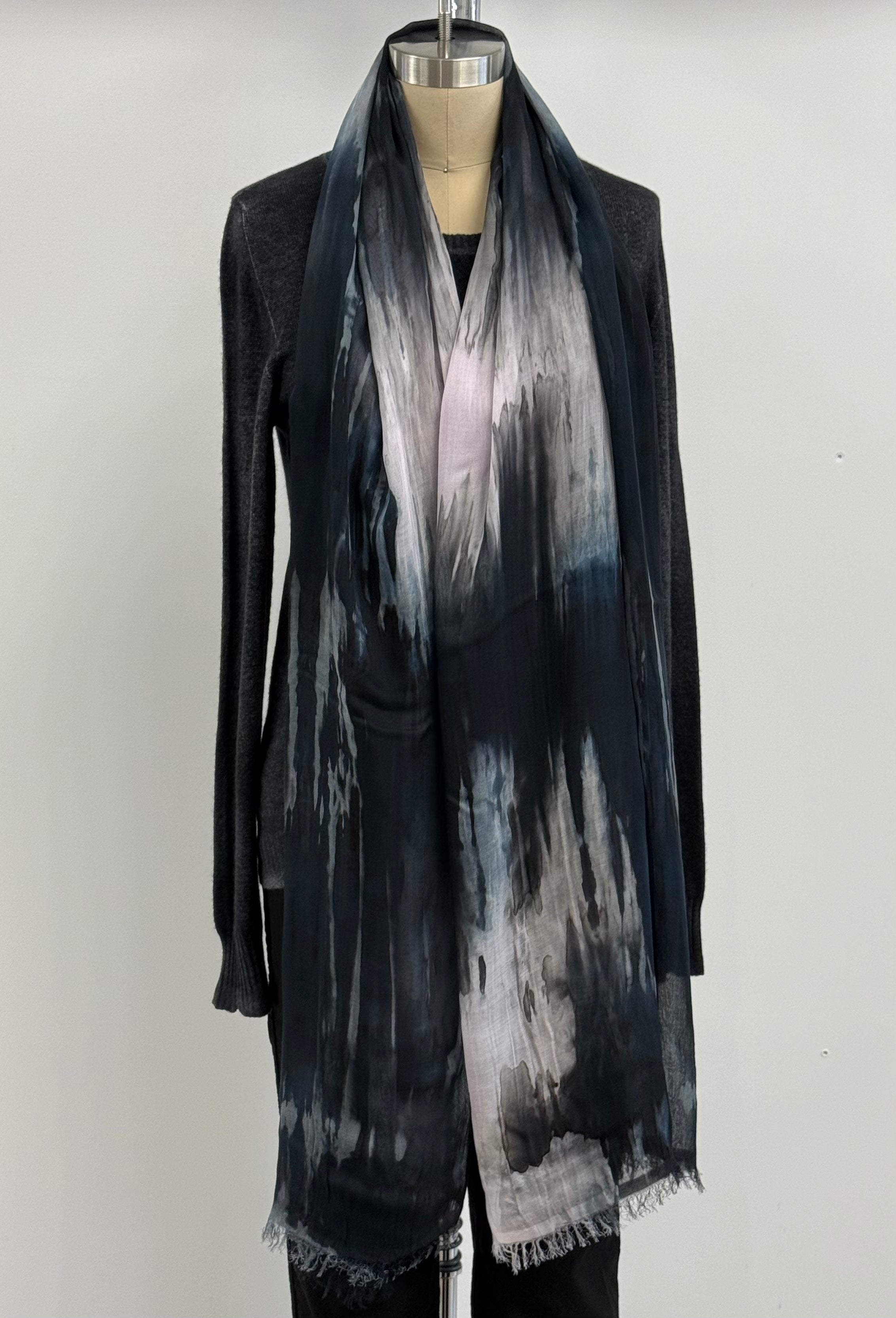 Annie Turbin Pink Black Horizon Modal Scarf