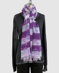 Annie Turbin Purple Botanical Rugby Stripe Modal Scarf
