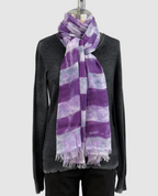 Annie Turbin Purple Botanical Rugby Stripe Modal Scarf