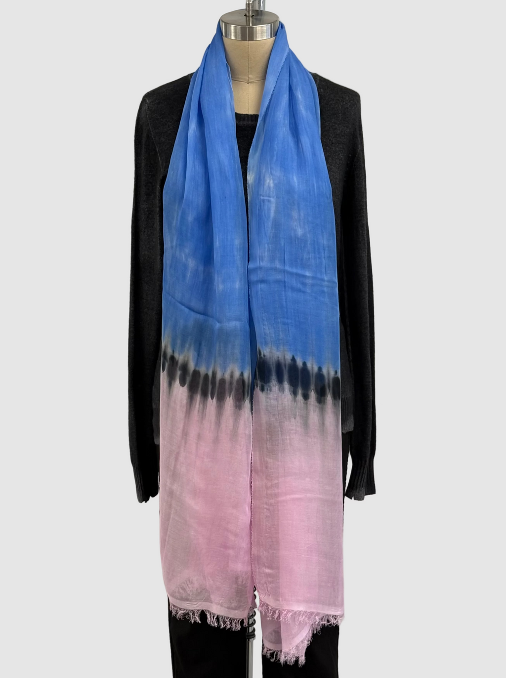 Annie Turbin Blue Pink Black Stripe Modal Scarf