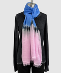 Annie Turbin Blue Pink Black Stripe Modal Scarf