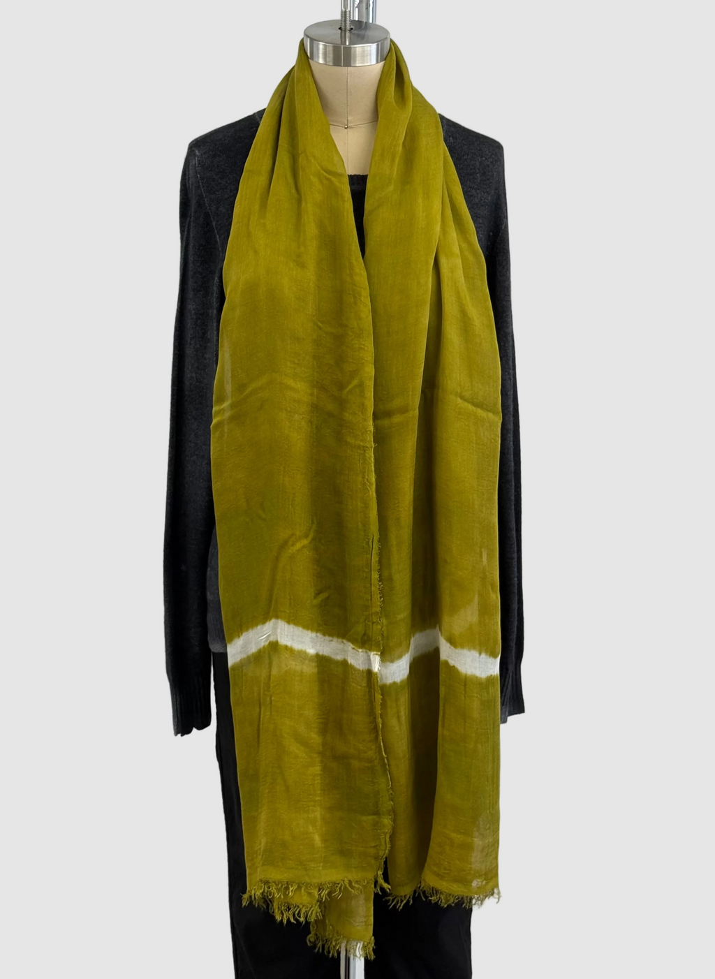 Annie Turbin Olive White Stripe Modal Scarf