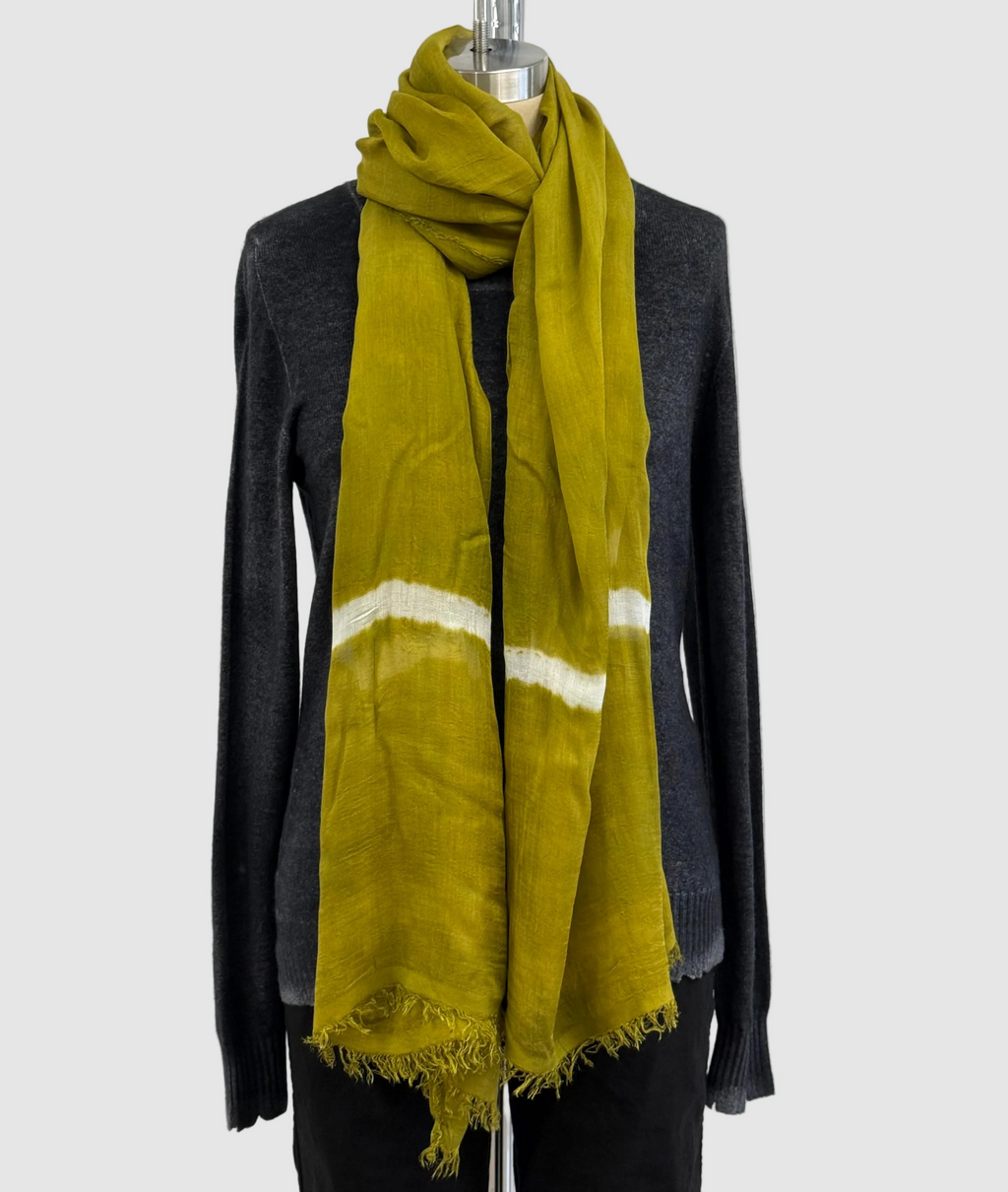 Annie Turbin Olive White Stripe Modal Scarf