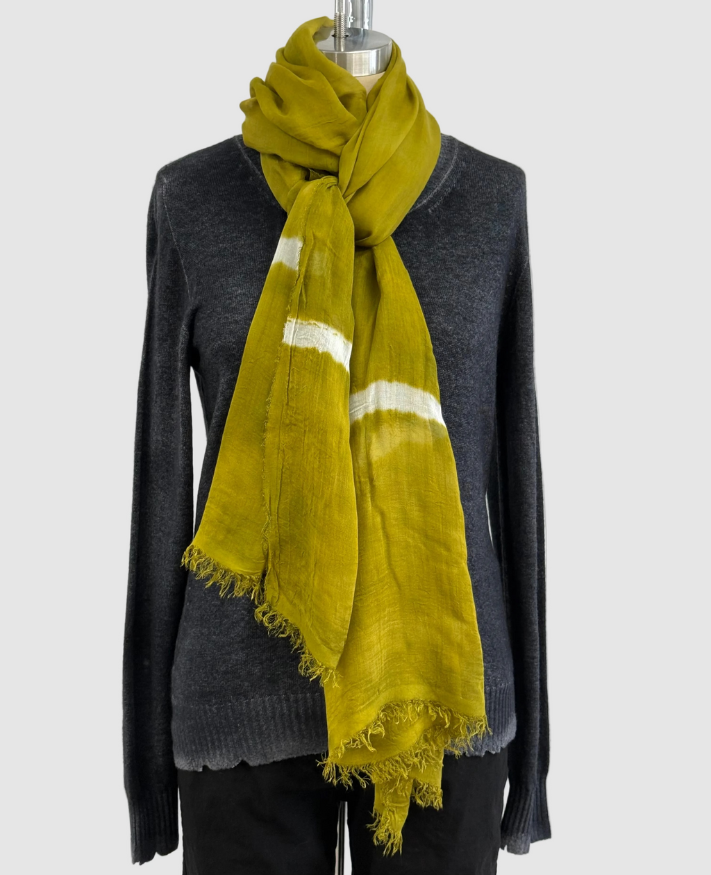 Annie Turbin Olive White Stripe Modal Scarf