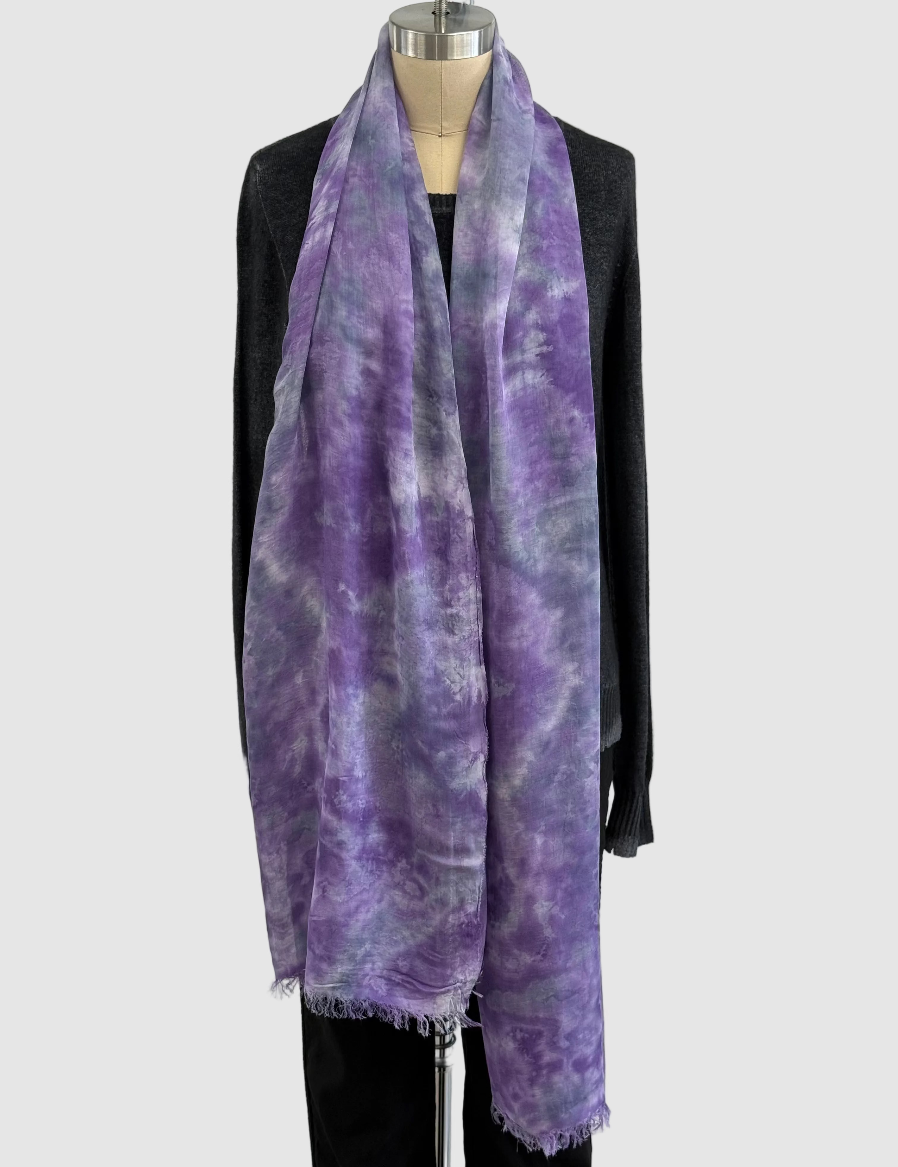 Annie Turbin Purple & Gray Botanical Modal Scarf