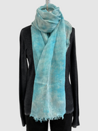 Annie Turbin Turquoise Botanical Linen Scarf