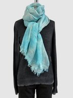 Annie Turbin Turquoise Botanical Linen Scarf