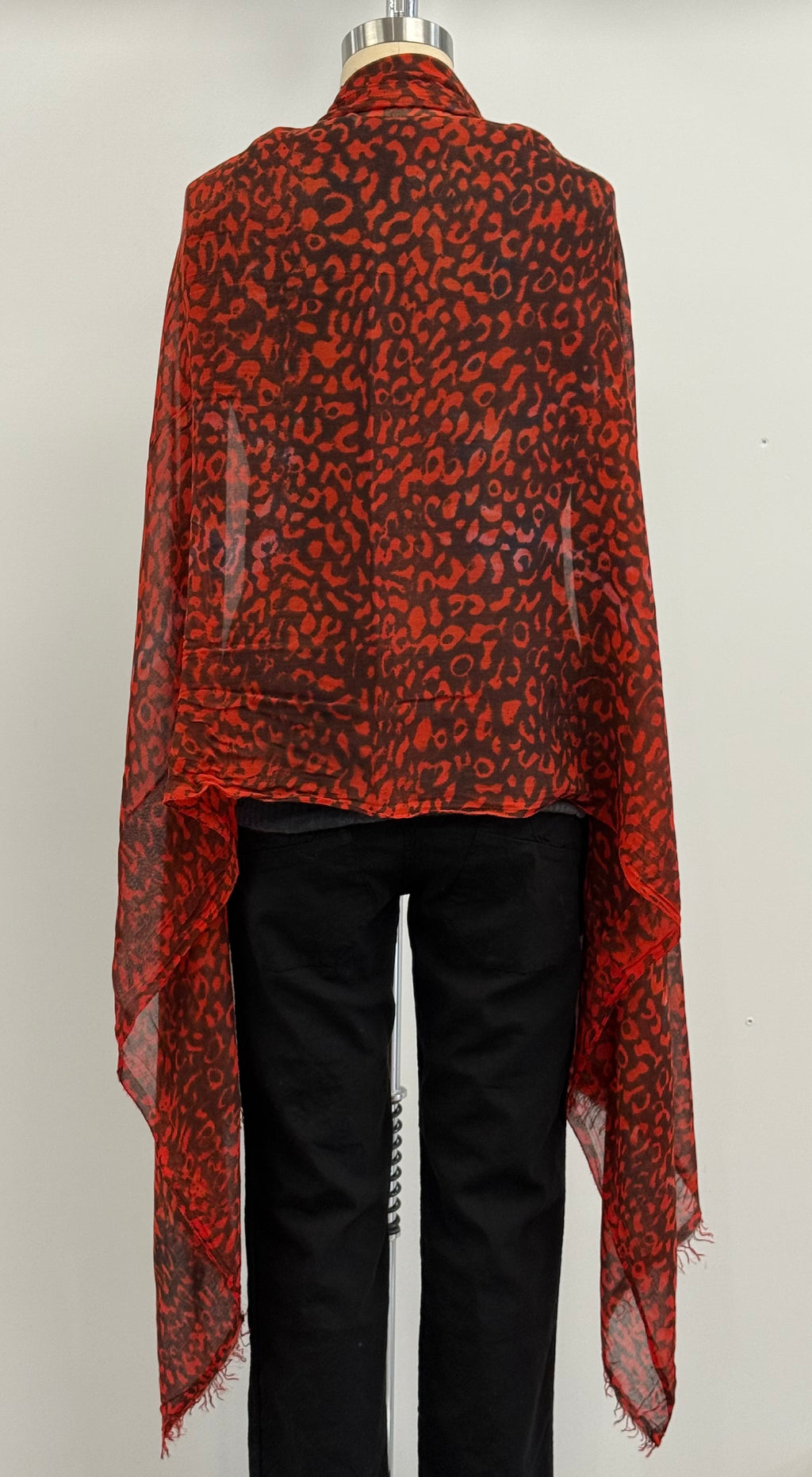 Annie Turbin Asian Red Black Leopard Modal Scarf