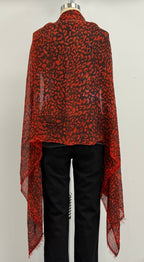Annie Turbin Asian Red Black Leopard Modal Scarf