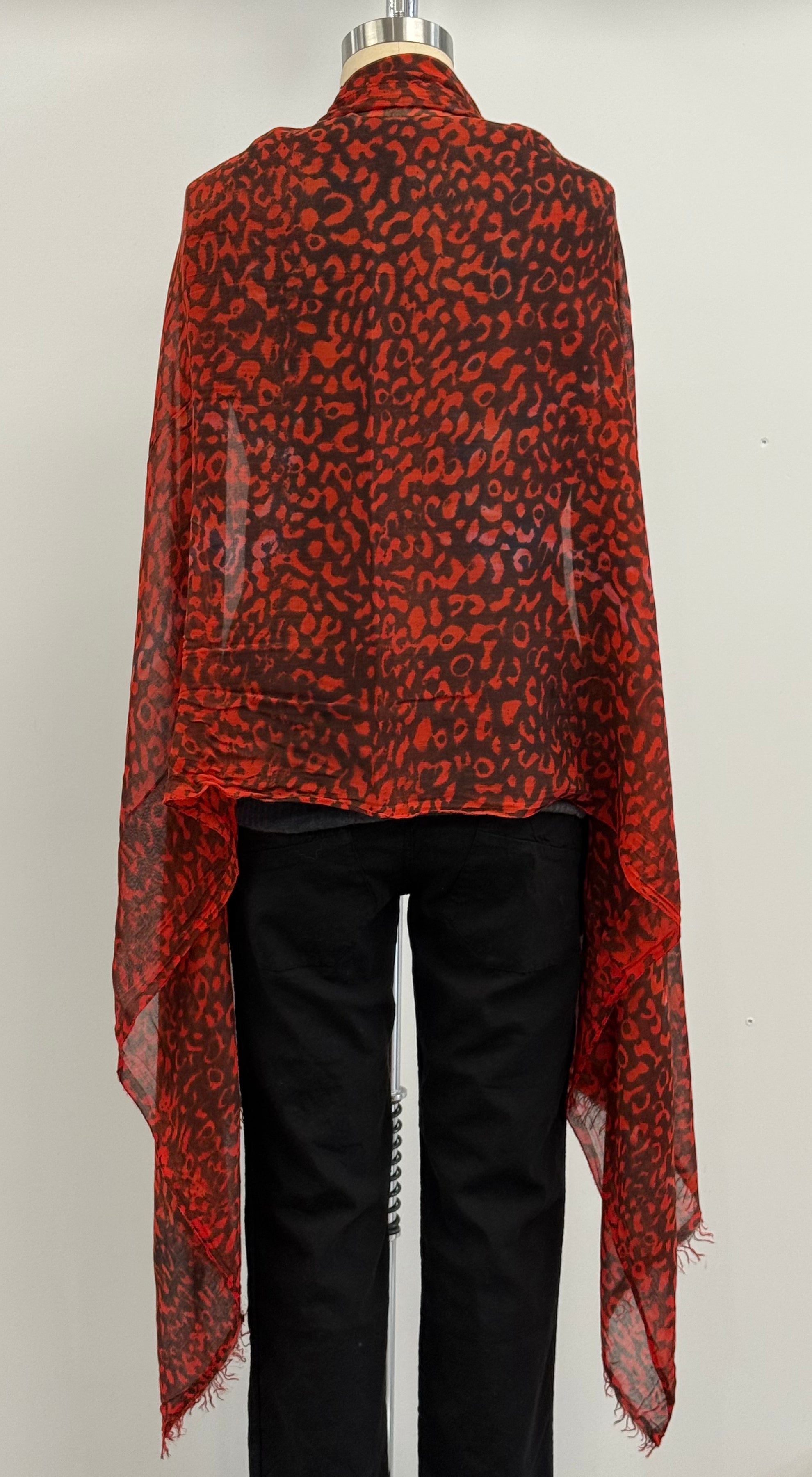 Annie Turbin Asian Red Black Leopard Modal Scarf