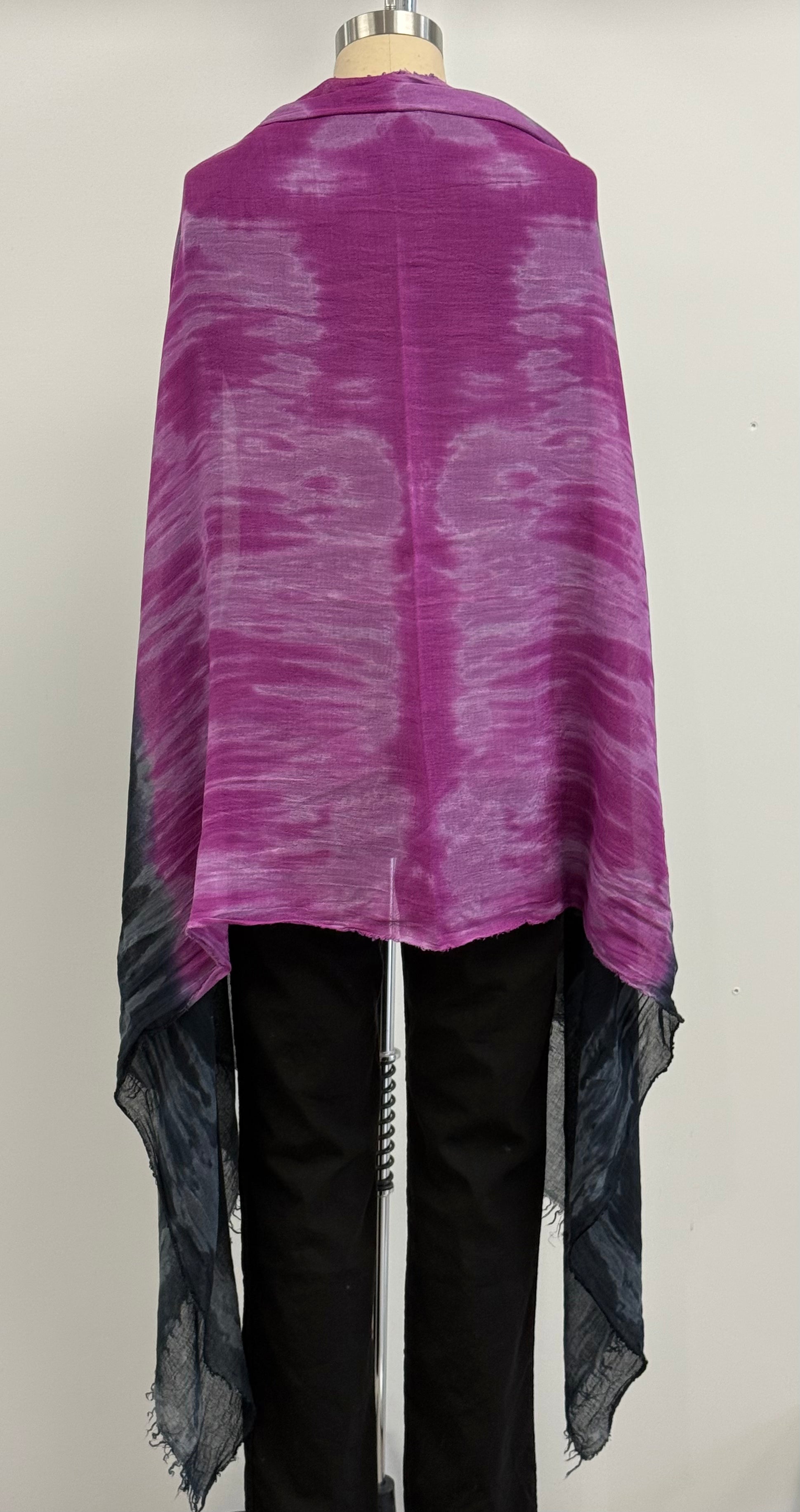 Annie Turbin Magenta Black Horizon Silk Scarf