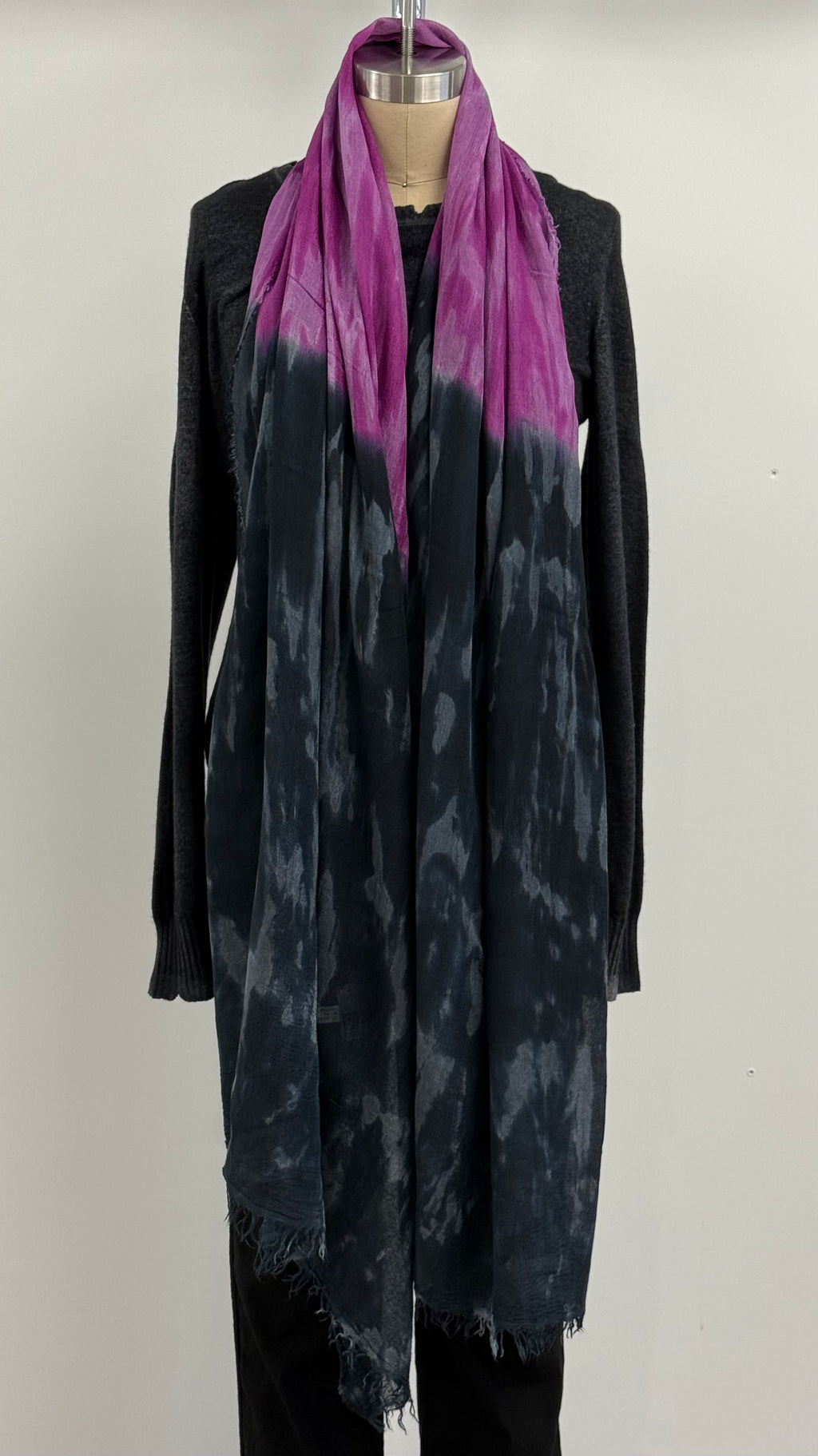 Annie Turbin Magenta Black Horizon Silk Scarf