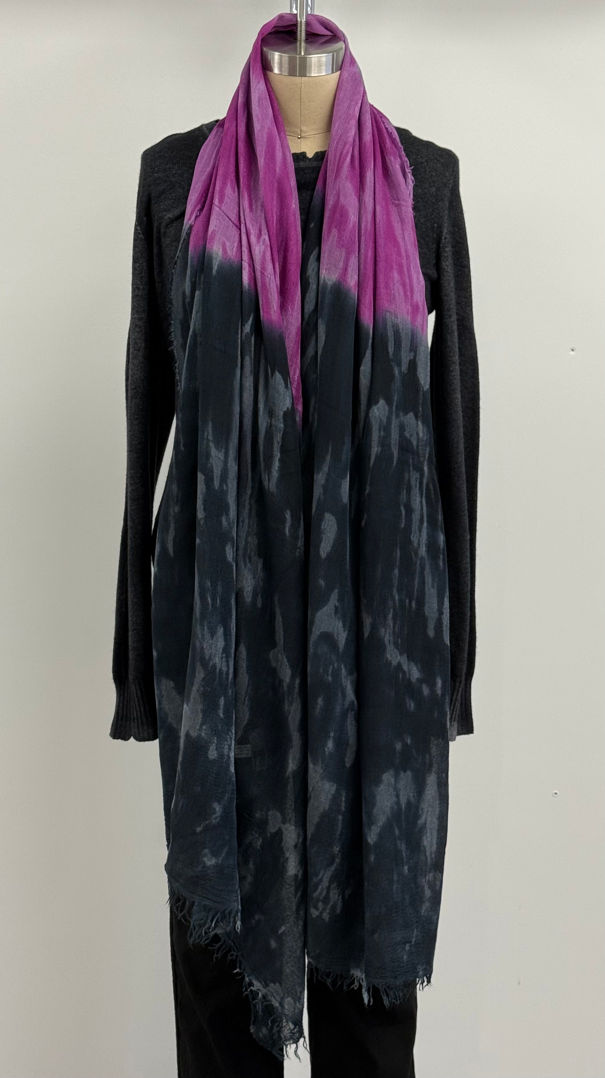 Annie Turbin Magenta Black Horizon Silk Scarf