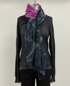 Annie Turbin Magenta Black Horizon Silk Scarf