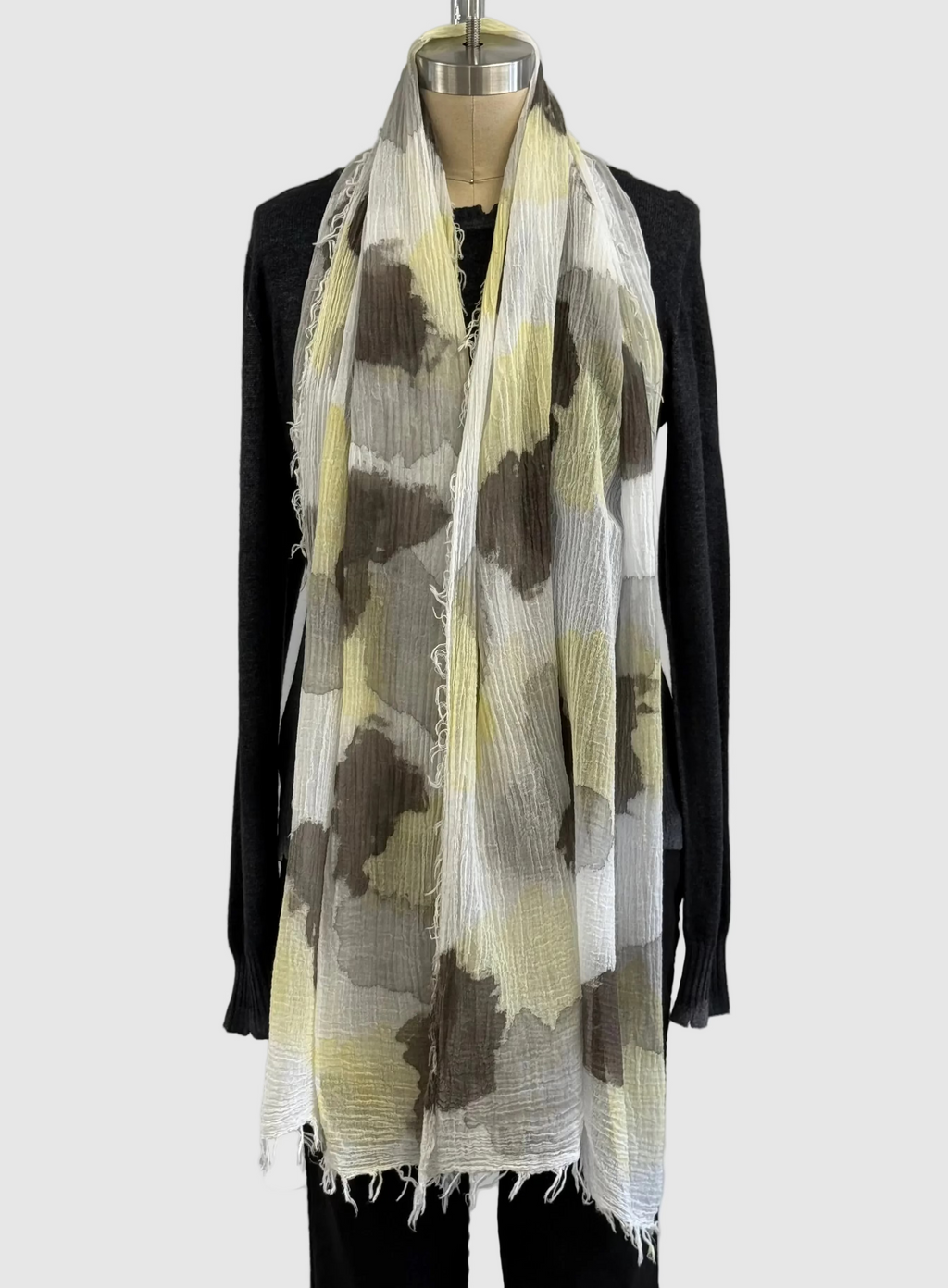 Annie Turbin Brown Yellow Gray Cotton Cloud Scarf