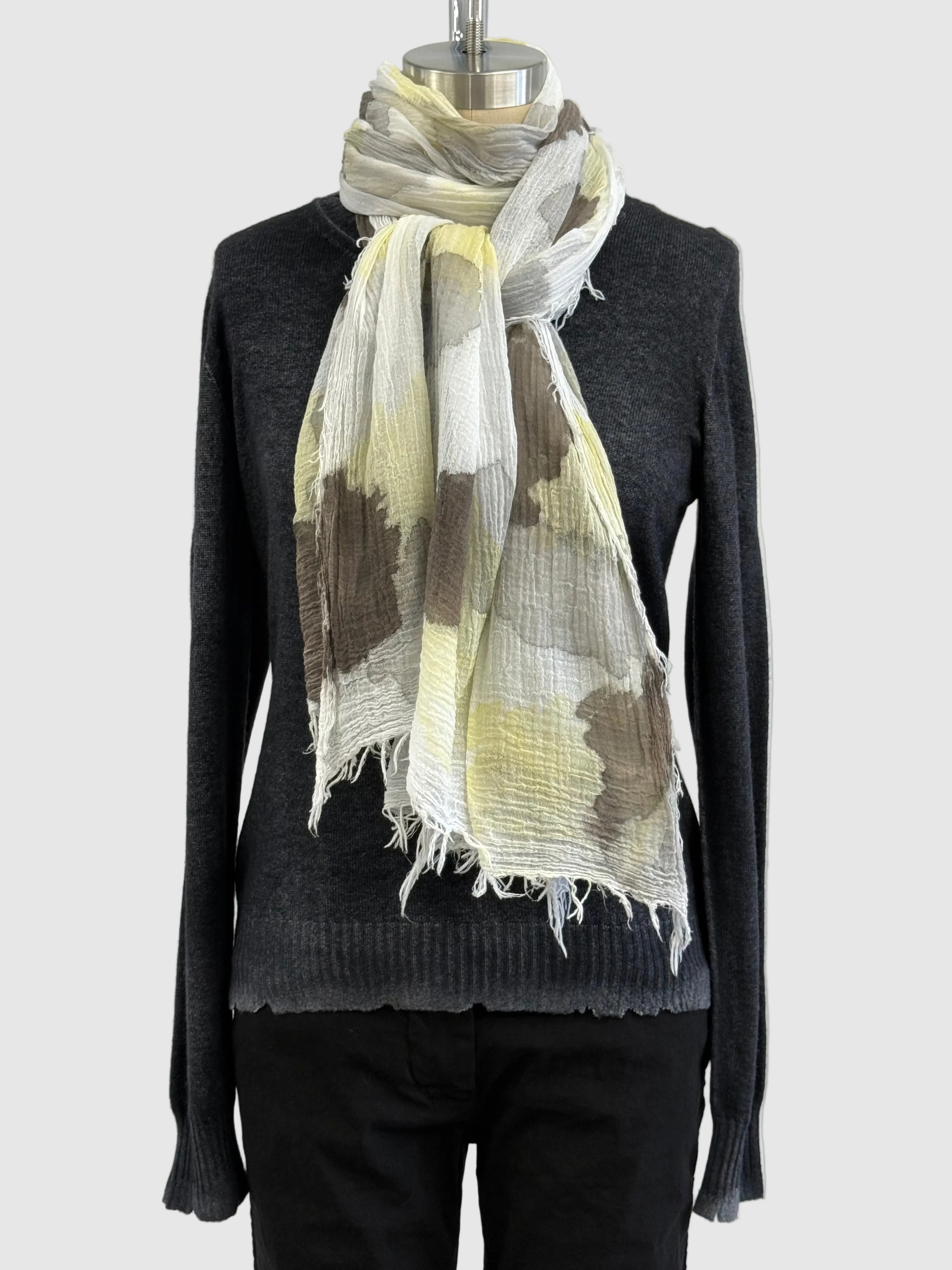 Annie Turbin Brown Yellow Gray Cotton Cloud Scarf