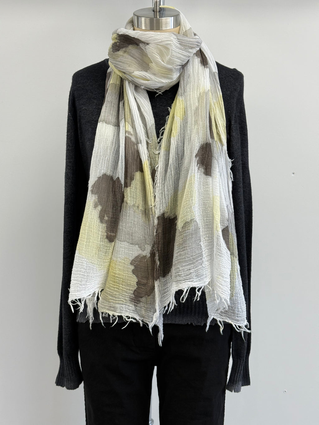 Annie Turbin Brown Yellow Gray Cotton Cloud Scarf