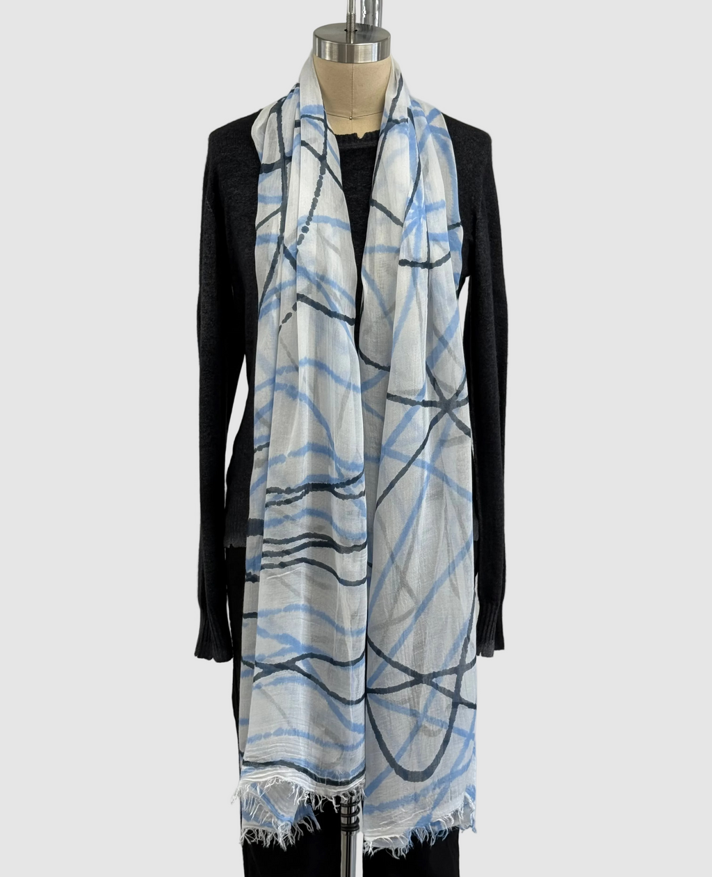 Annie Turbin Blue & Black Swirl Modal Scarf