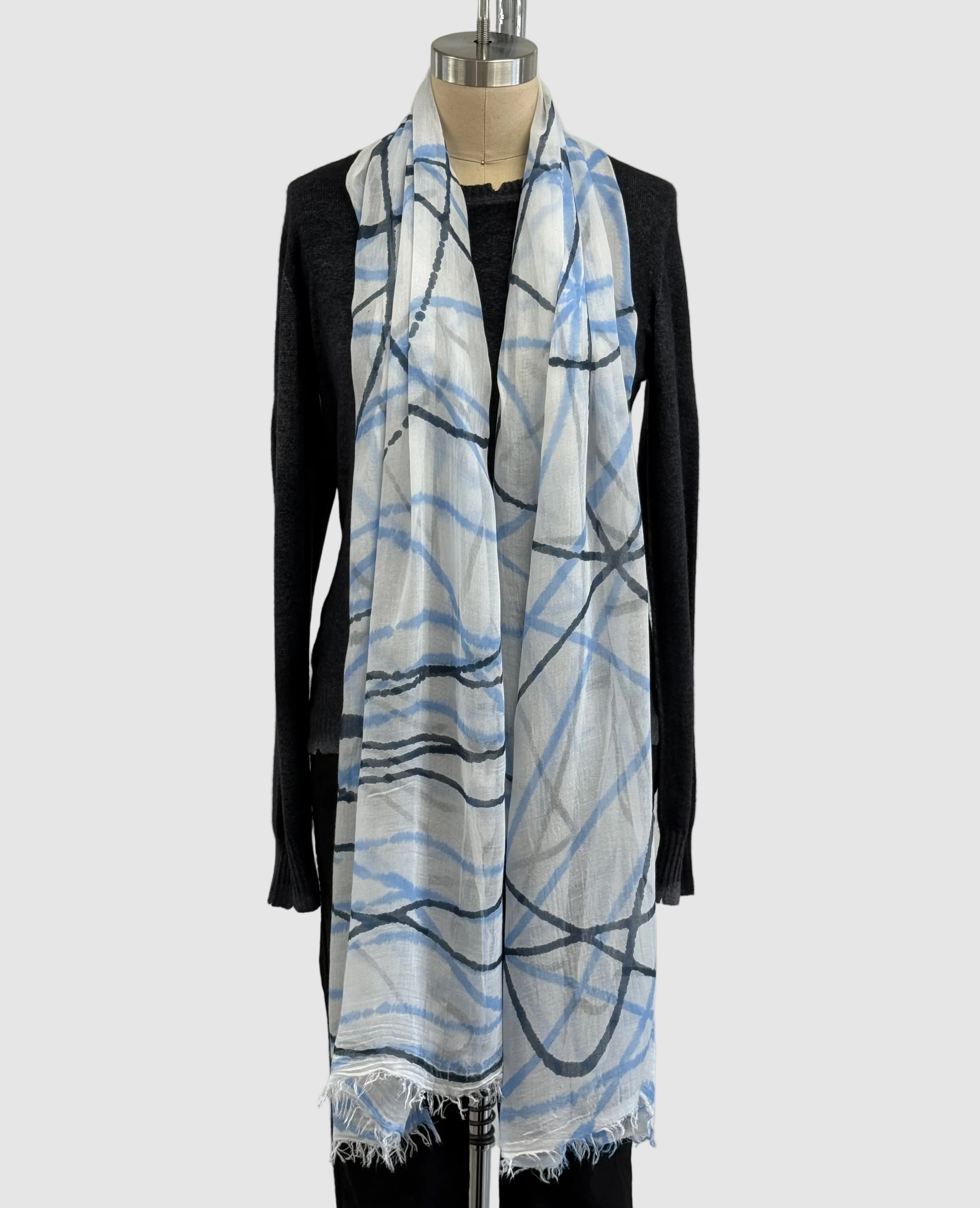 Annie Turbin Blue & Black Swirl Modal Scarf