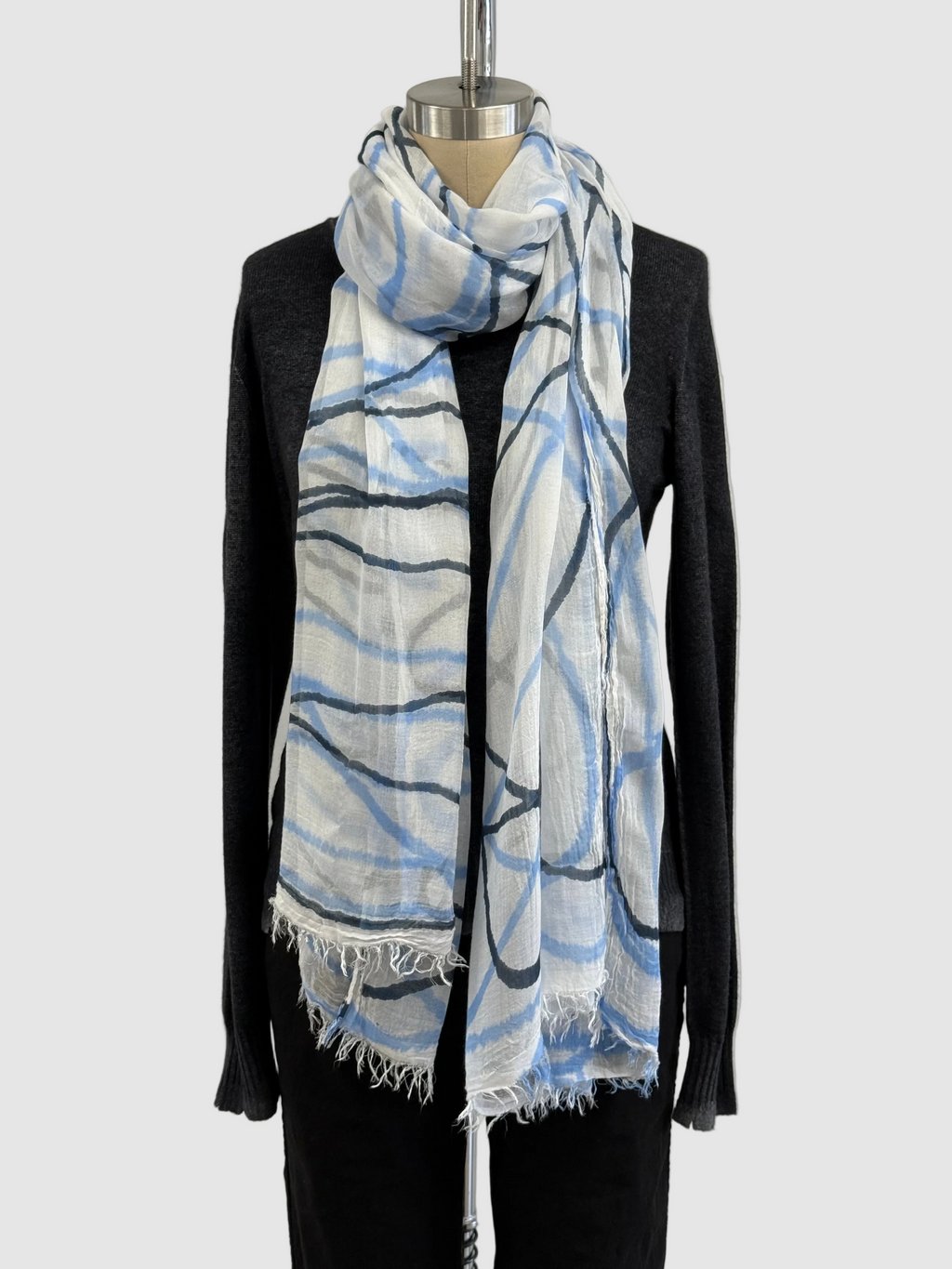 Annie Turbin Blue & Black Swirl Modal Scarf