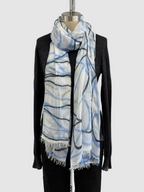 Annie Turbin Blue & Black Swirl Modal Scarf