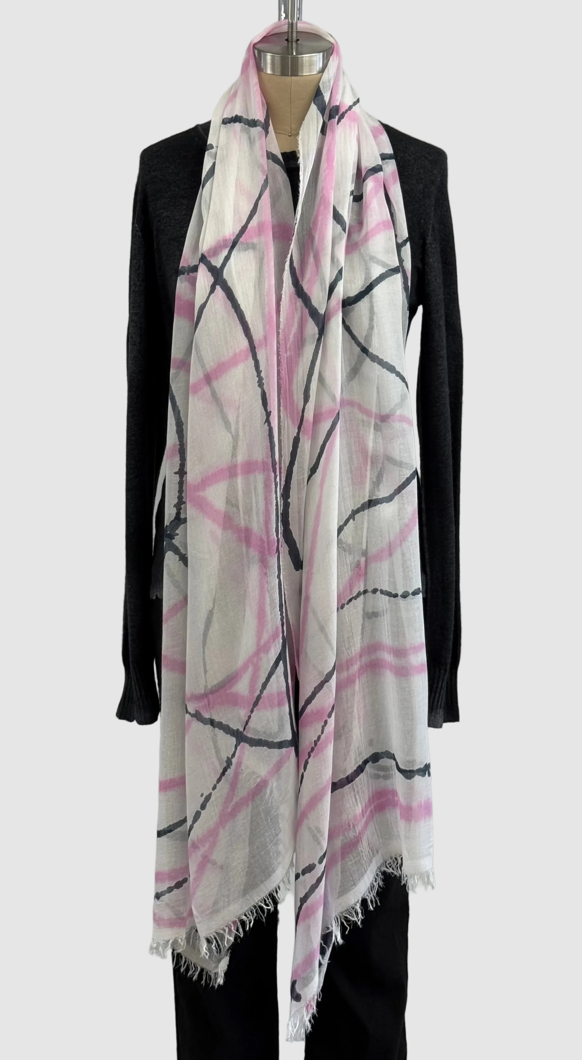 Annie Turbin Pink & Black Swirl Modal Scarf