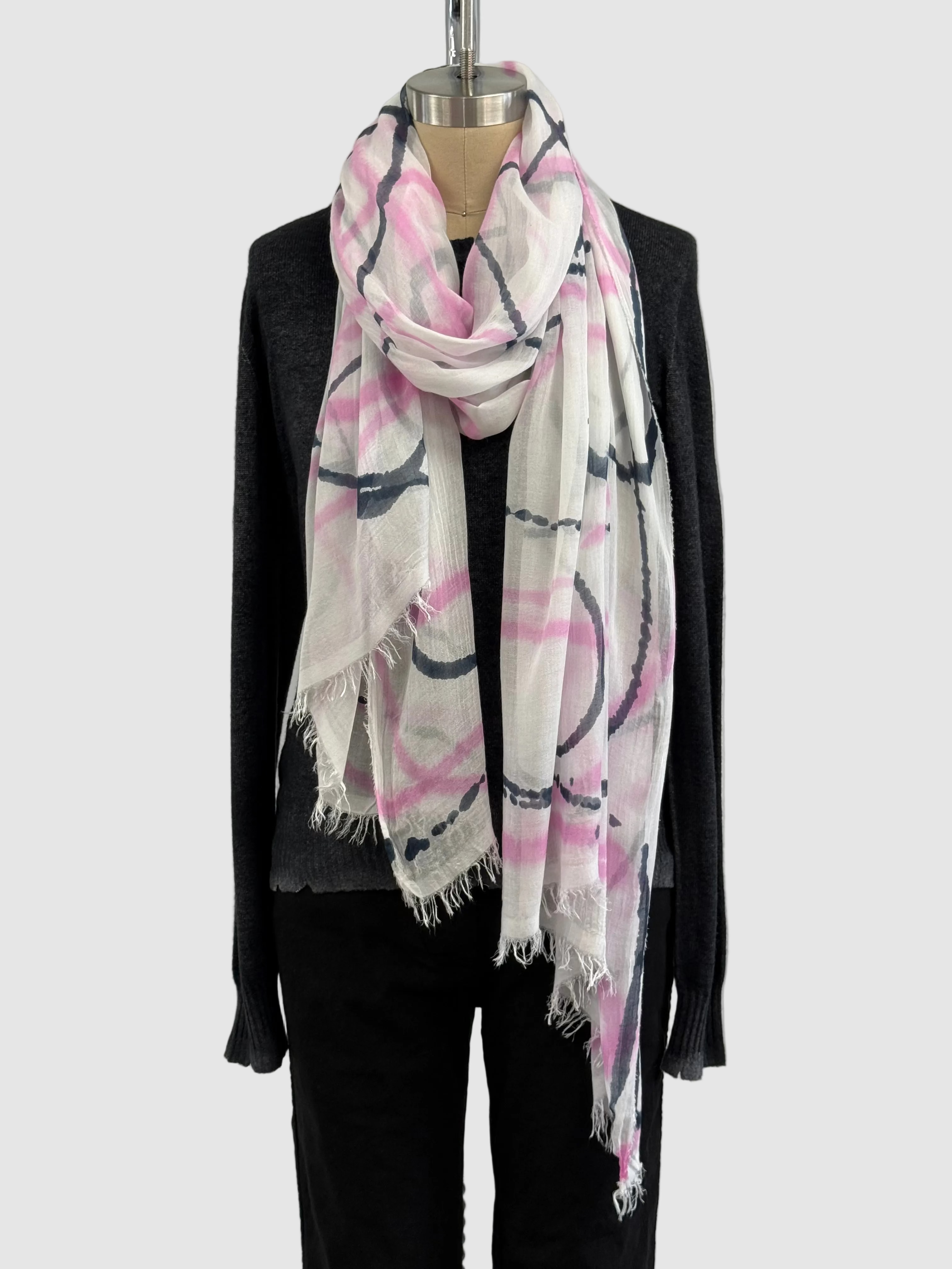 Annie Turbin Pink & Black Swirl Modal Scarf