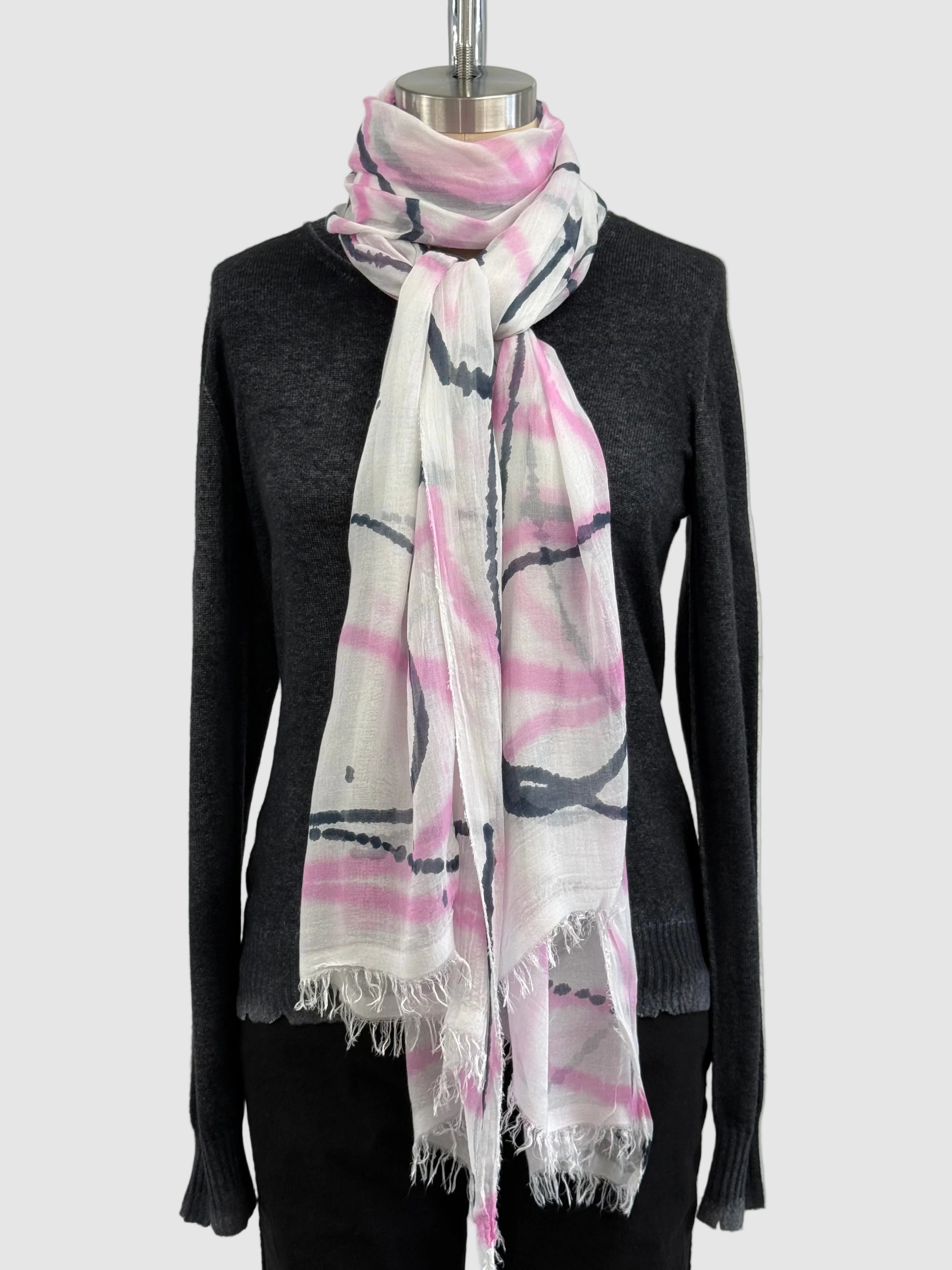 Annie Turbin Pink & Black Swirl Modal Scarf