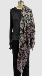 Avant Toi Hand-Painted Cashmere Stampa Farfalle In English Rose