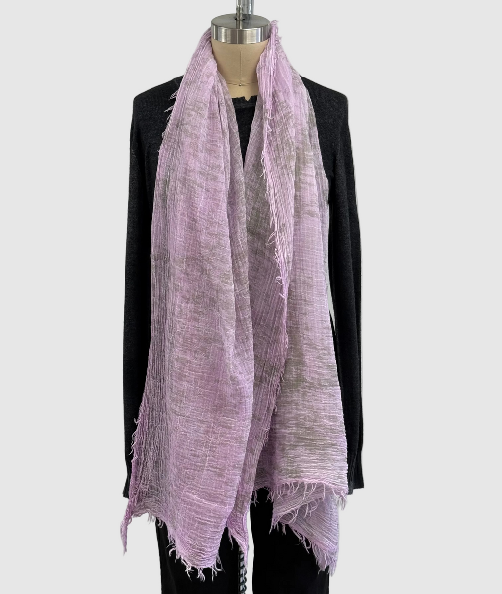 Annie Turbin Orchid With Olive Splatter Cotton Scarf
