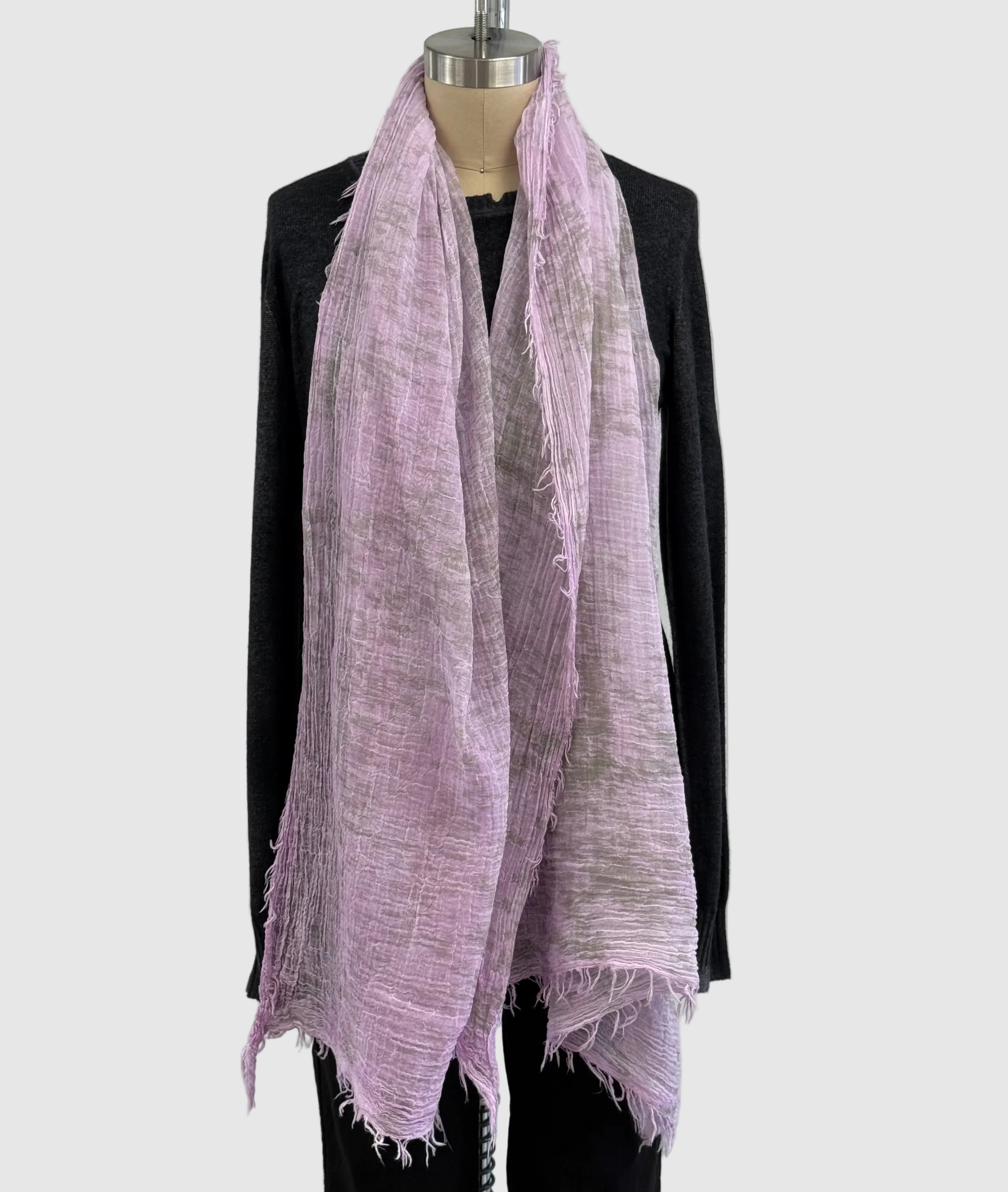 Annie Turbin Orchid With Olive Splatter Cotton Scarf