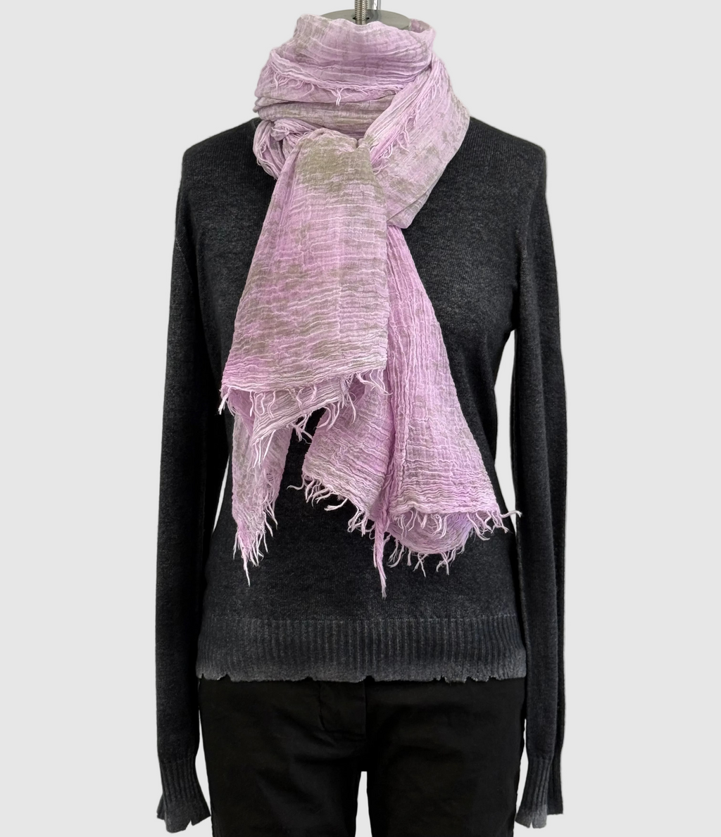 Annie Turbin Orchid With Olive Splatter Cotton Scarf