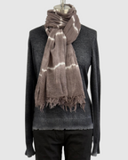 Annie Turbin Taupe & White Tie Dye Cotton Scarf