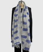 Annie Turbin Grey With Blue Rectangles Cotton Scafrf