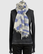 Annie Turbin Grey With Blue Rectangles Cotton Scafrf