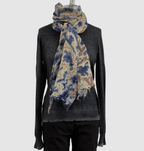 Annie Turbin Navy Oatmeal Linen Scarf