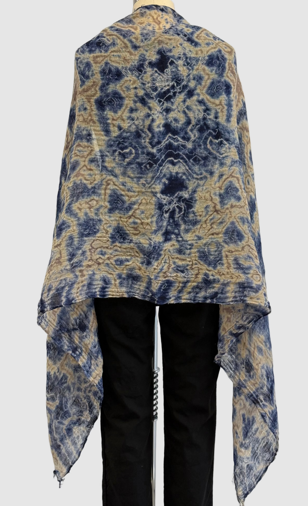 Annie Turbin Navy Oatmeal Linen Scarf