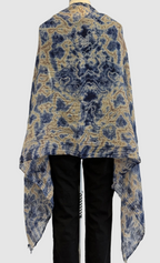 Annie Turbin Navy Oatmeal Linen Scarf