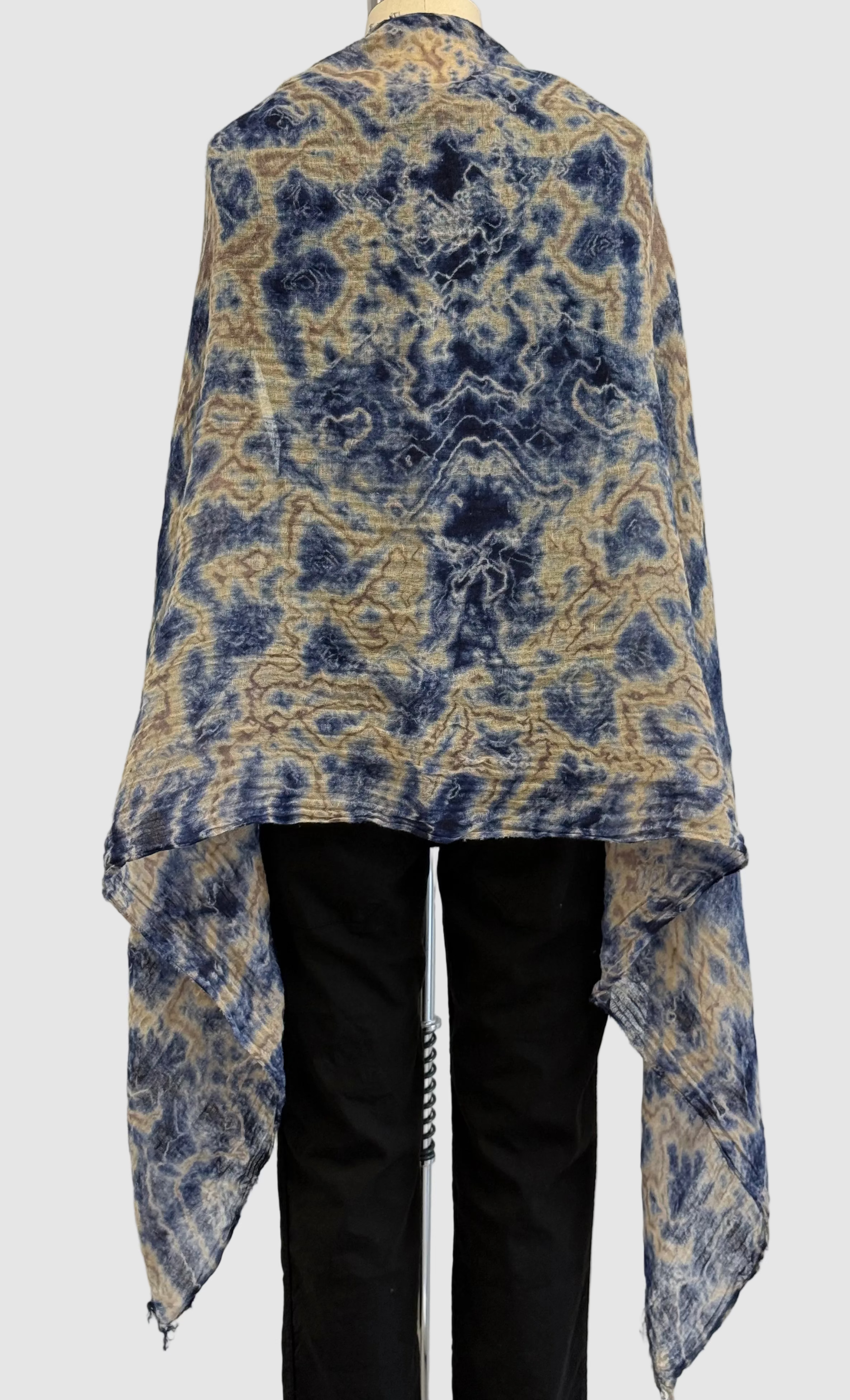 Annie Turbin Navy Oatmeal Linen Scarf