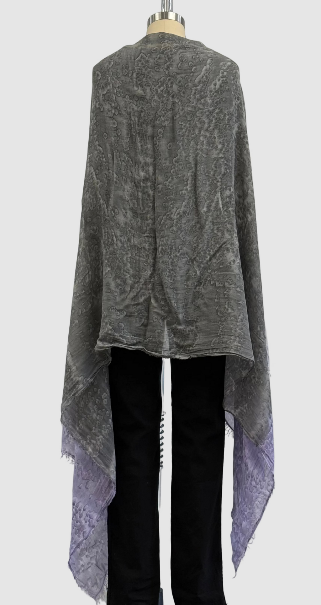 Annie Turbin Purple & Charcoal Rainwash Silk Scarf
