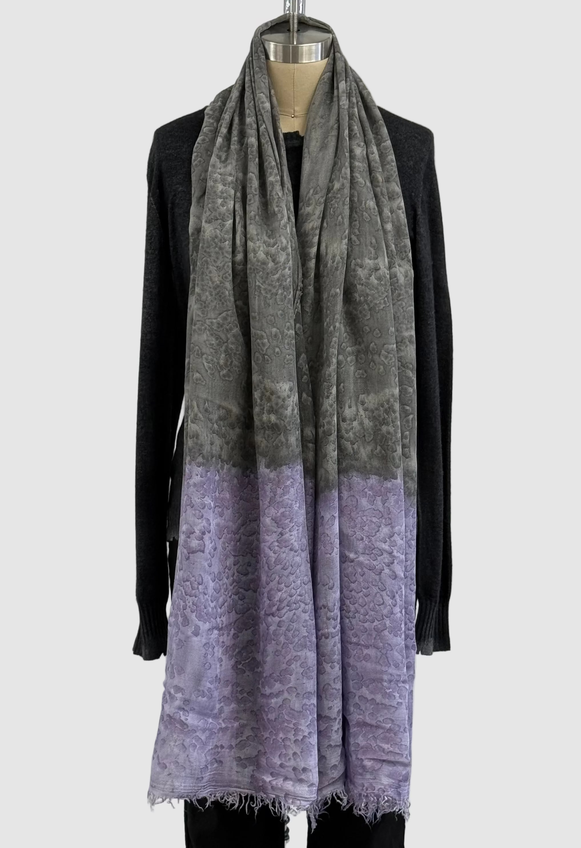 Annie Turbin Purple & Charcoal Rainwash Silk Scarf