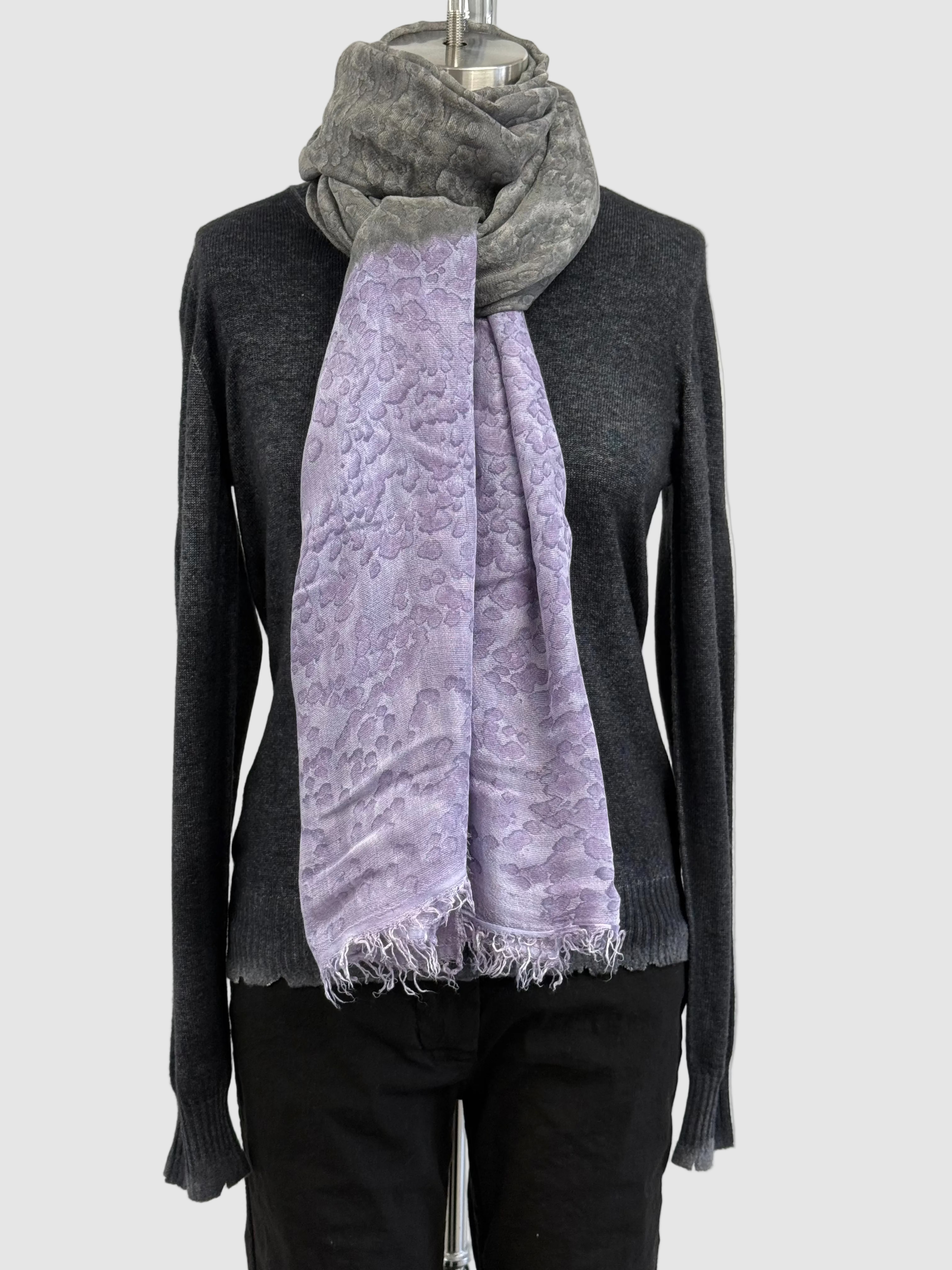 Annie Turbin Purple & Charcoal Rainwash Silk Scarf