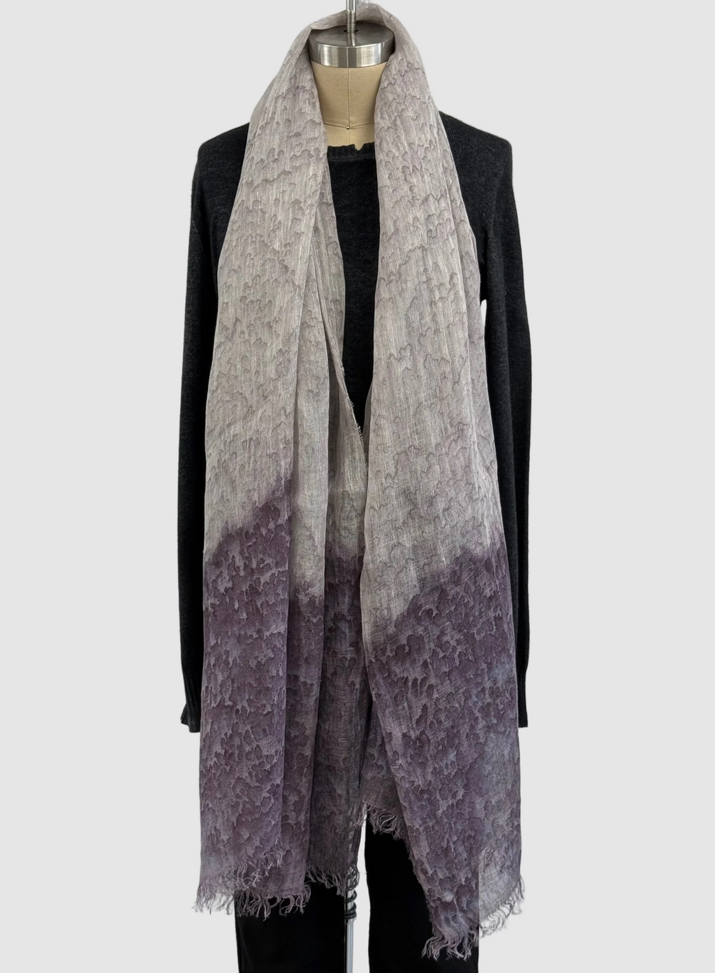 Annie Turbin Taupe Plum Rainwash Linen Scarf