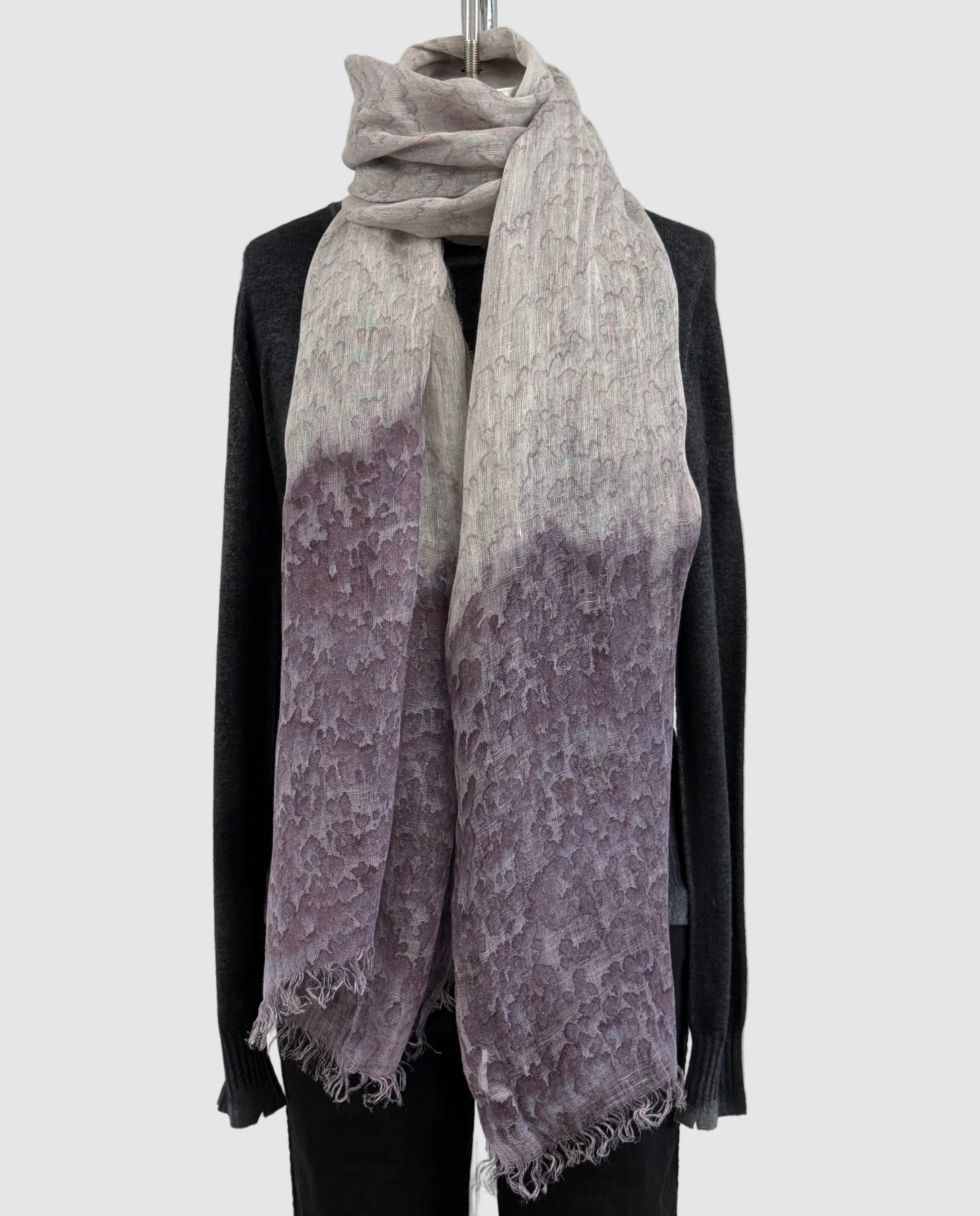 Annie Turbin Taupe Plum Rainwash Linen Scarf