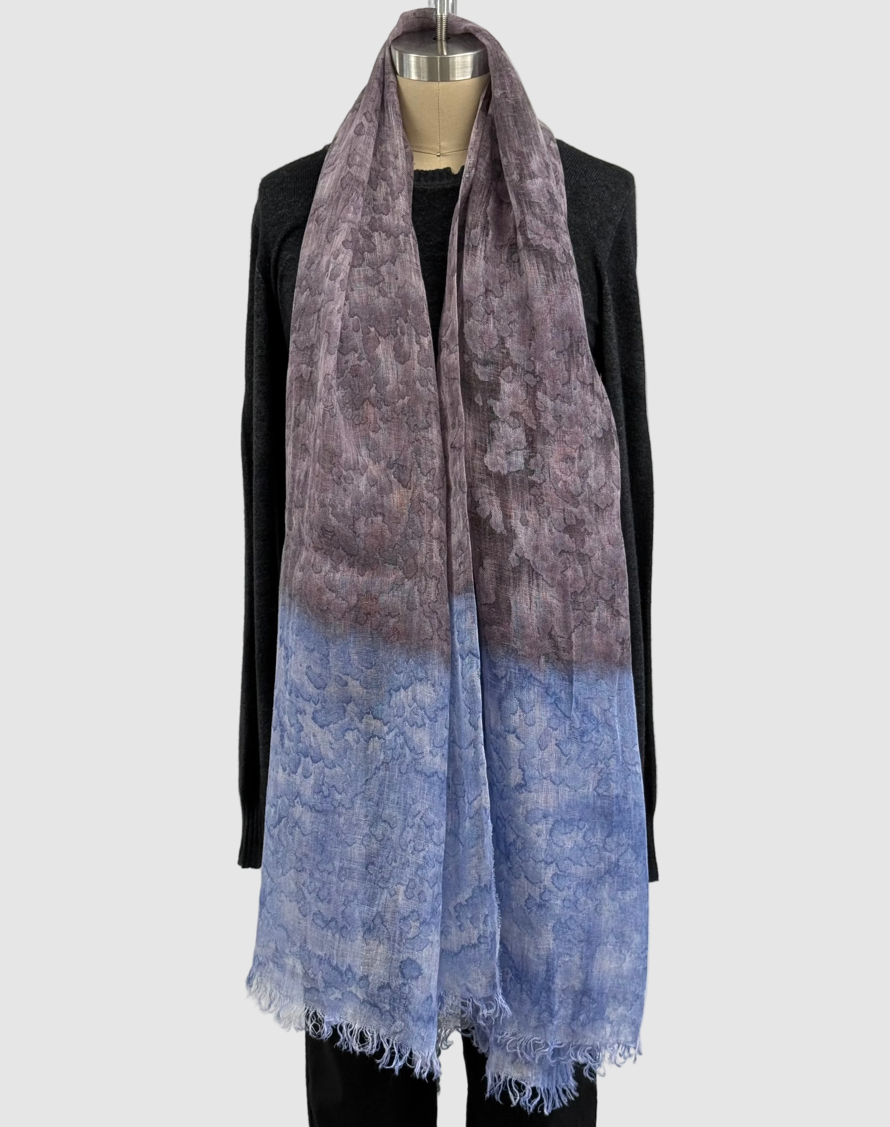 Annie Turbin Plum & Periwinkle Rainwash Linen Scarf